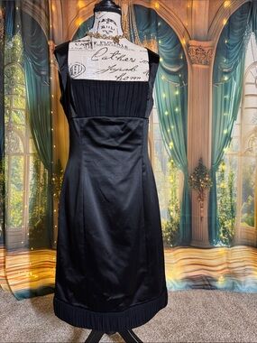 bebe Black Backless Sleeveless Satin Cocktail Dress with Garment Bag